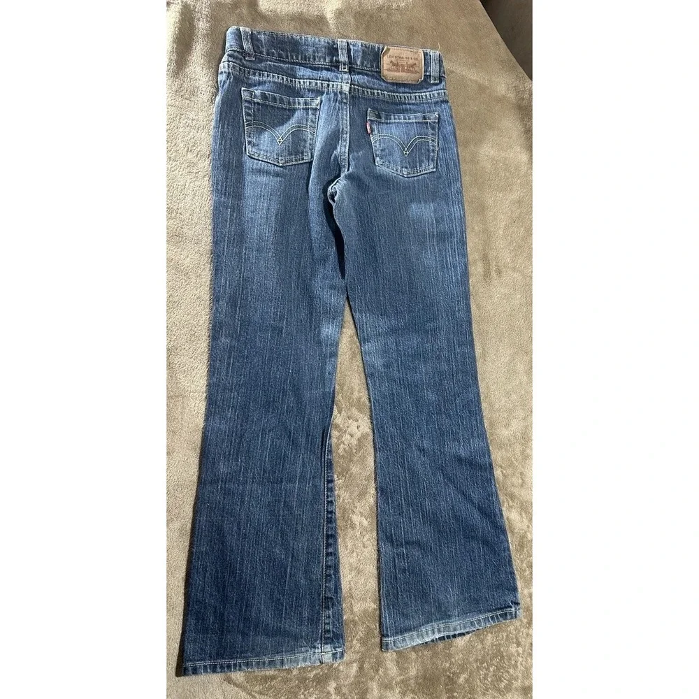 Levi's 517 Stretch Flare Jeans Girls Size 12 Regular Blue Denim Red Tab